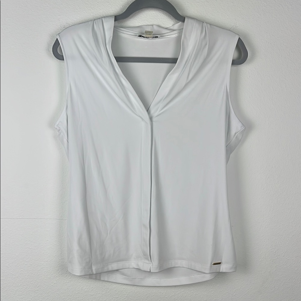 Calvin Klein White Sleeveless Blouse Women’s Large